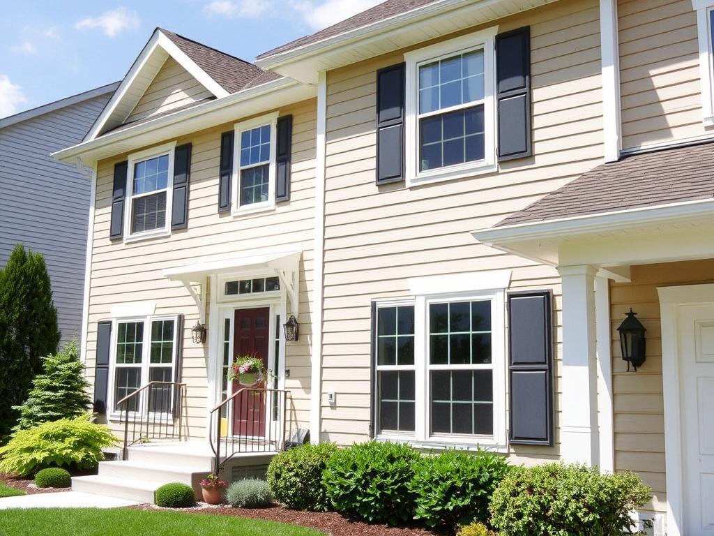Exterior painting services showing a beautifully painted home exterior with perfect trim work