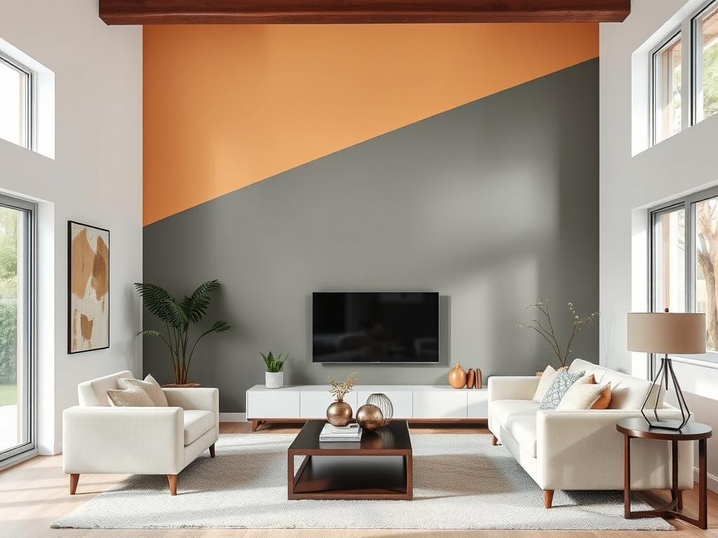 Interior painting services featuring a living room with accent wall