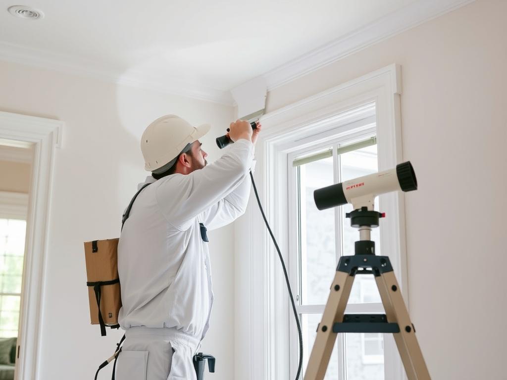 Painter applying moisture-resistant paint in a Texas home