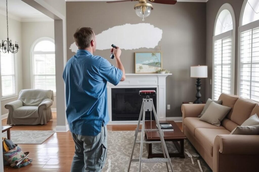 Interior painting project in an Alvin, Texas home showing professional techniques Interior painting project in an Alvin, Texas home showing professional techniques