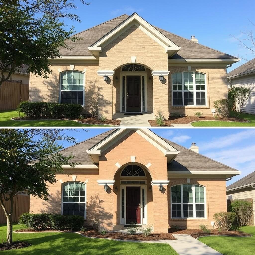 Exterior residential painting project in League City neighborhood