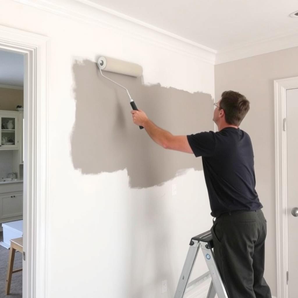 Professional application of paint in residential project