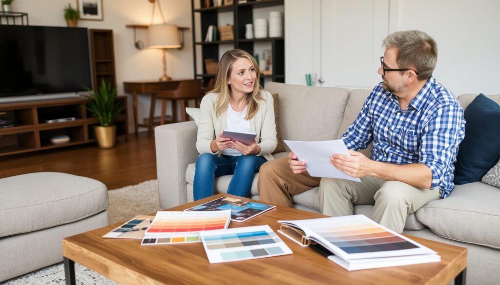 Homeowner interviewing a painting contractor during consultation