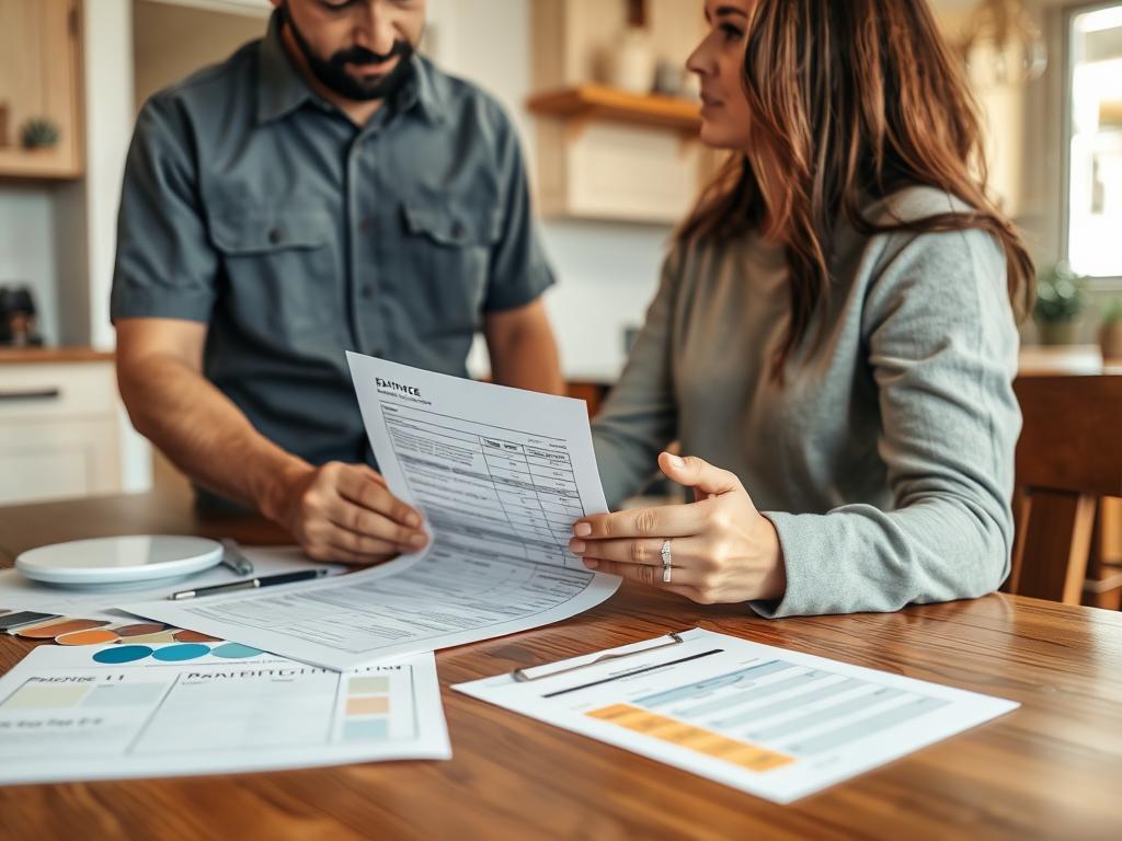 Painter providing detailed written estimate to homeowner