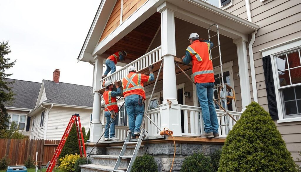 Professional painting crew working on a residential project