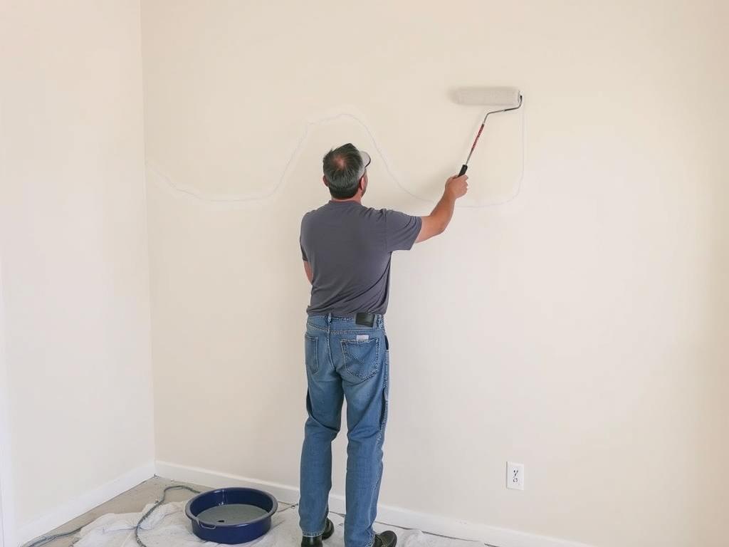 Demonstration of proper roller technique for residential painting