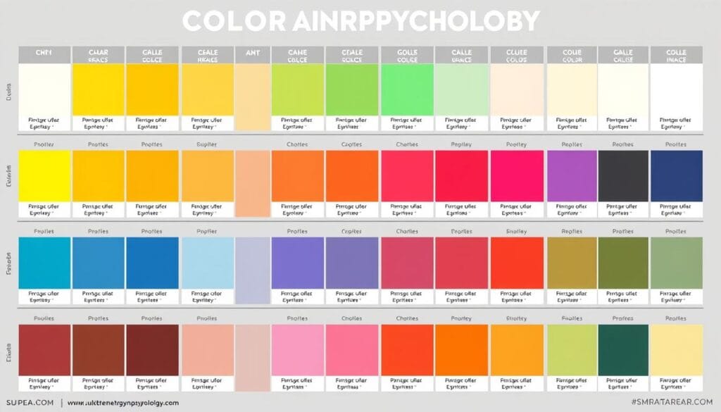 Color psychology chart showing different commercial paint colors and their effects
