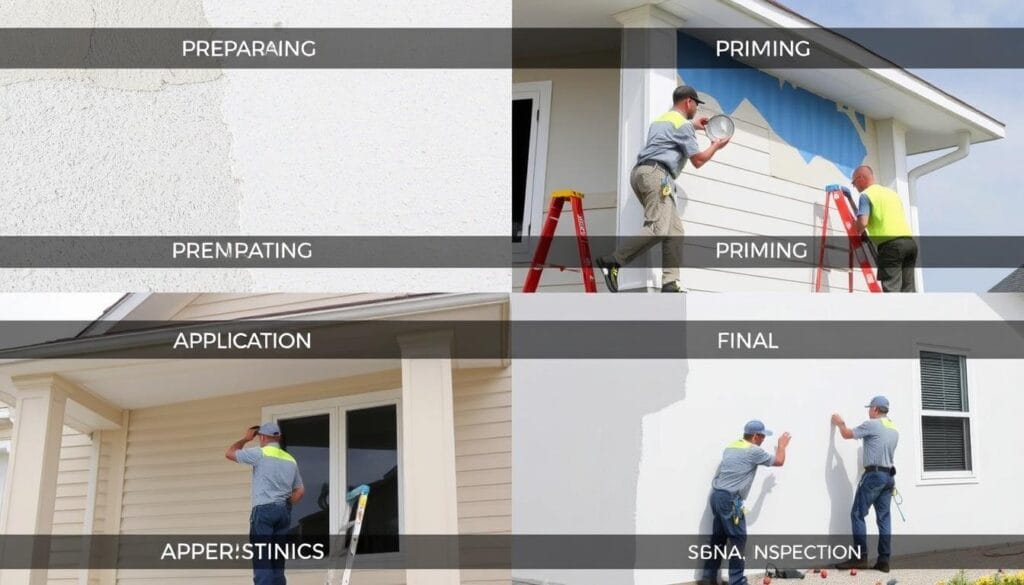 Detailed painting process being performed on a Galveston County home Detailed painting process being performed on a Galveston County home