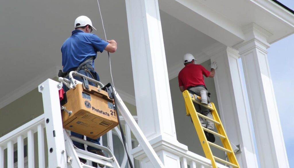 Exterior painting of a coastal property in Galveston County Texas