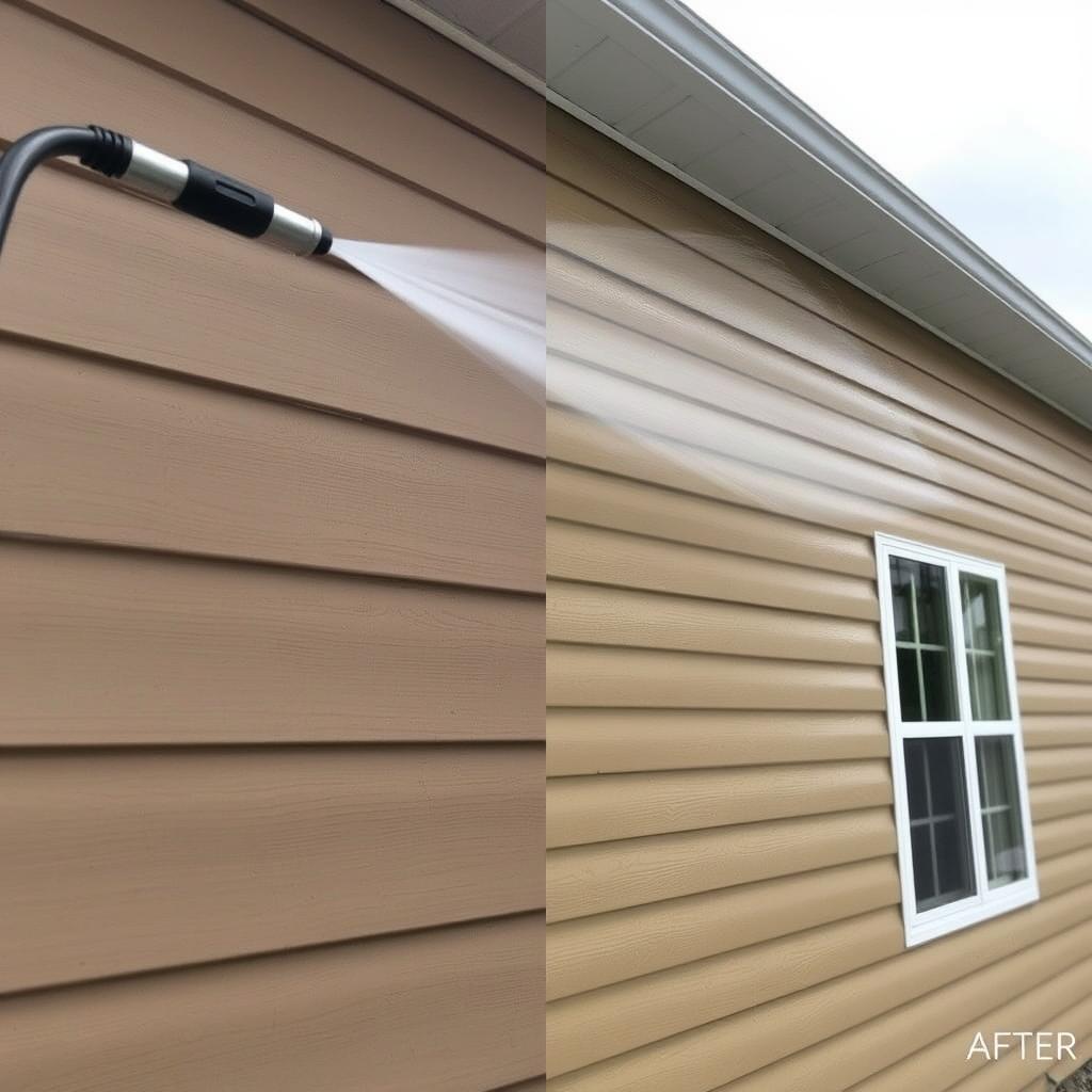 Pressure washing service being performed on a Galveston property