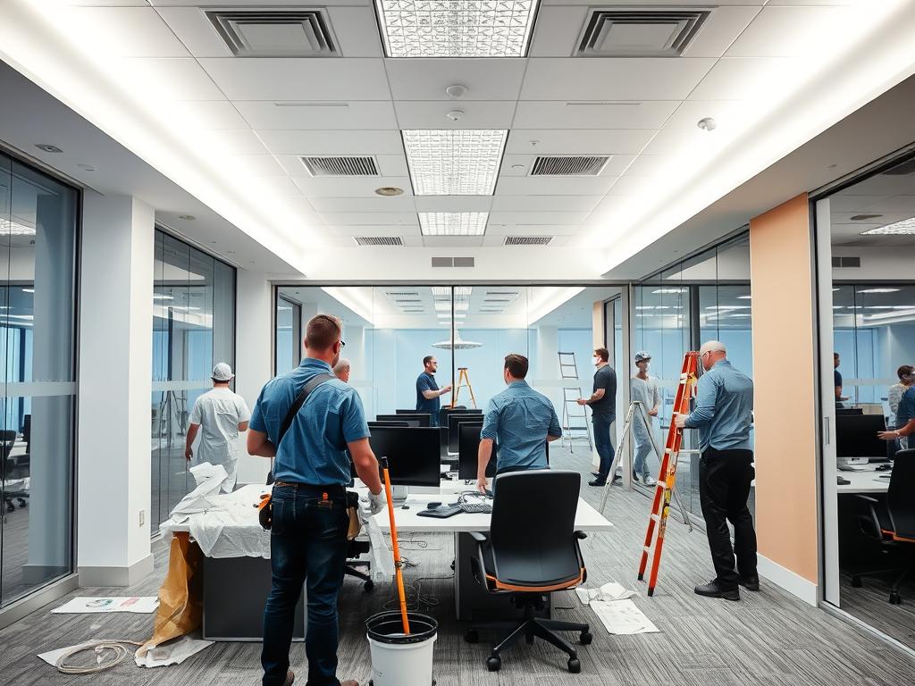 Interior commercial painting of an office space in Houston