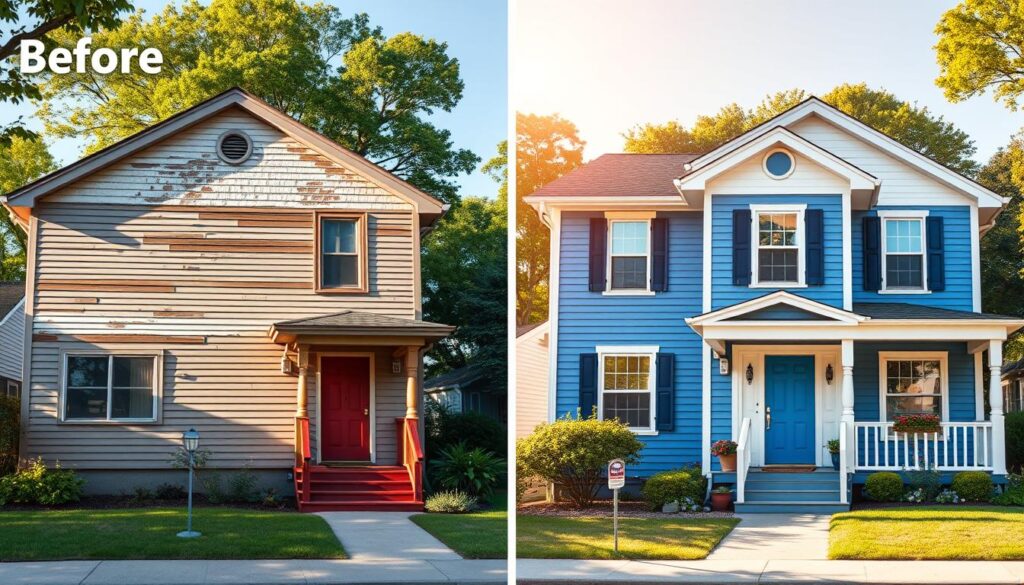 exterior home painting before and after