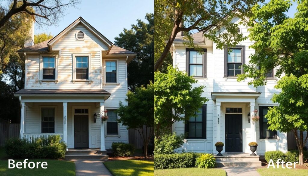 exterior residential painting houston77029 before and after